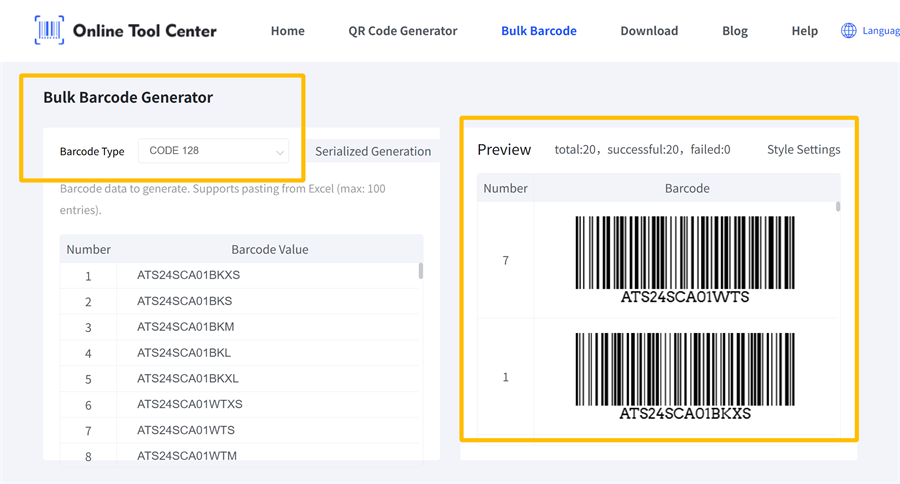 bulk barcode generator máy phát mã vạch số lượng lớn