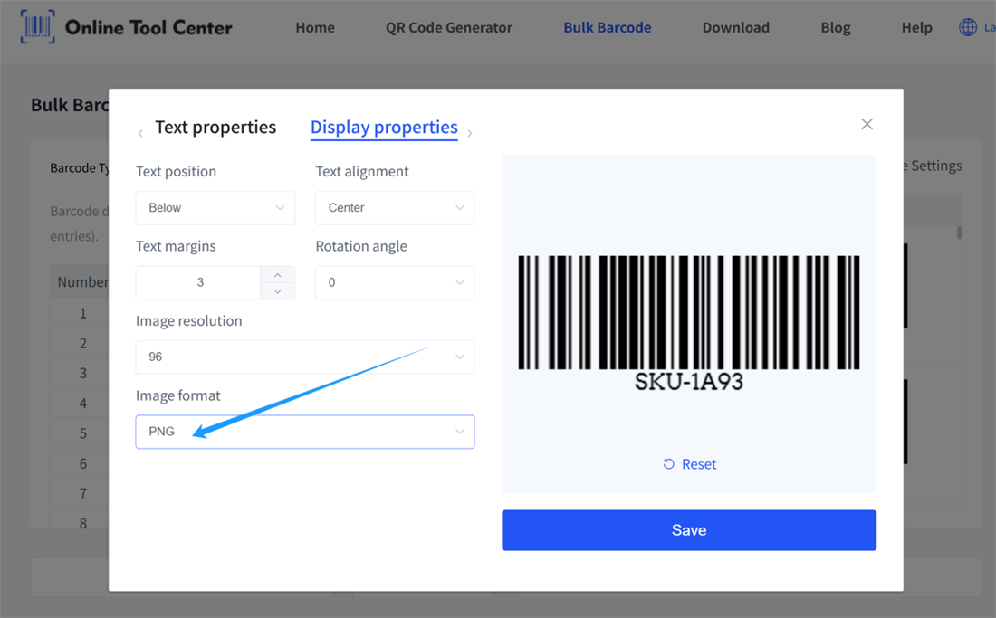 adjust barcode image type điều chỉnh loại hình ảnh mã vạch