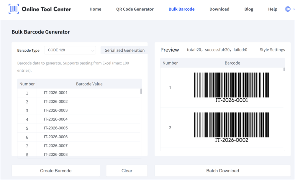 Multiple Barcode Generator Nhiều máy phát mã vạch
