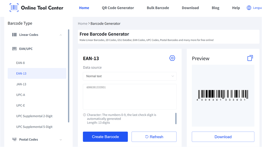 GTIN 13 m&atilde; vạch tạo