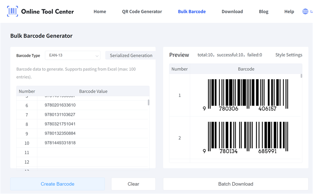 create isbn barcodes in bulk tạo mã vạch isbn số lượng lớn