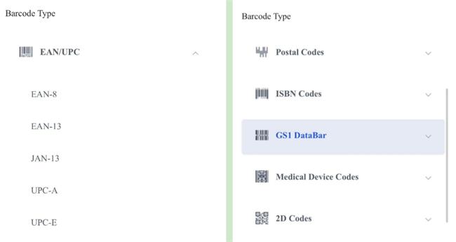 c&aacute;c loại m&atilde; vạch