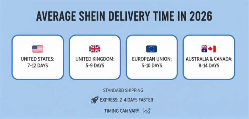 Average Shein Delivery Time in 2026 Thời gian giao hàng Shein trung bình vào năm 2026
