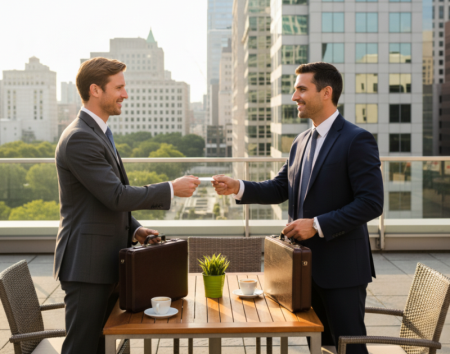 business card exchange in meeti trao đổi danh thiếp tại meeti