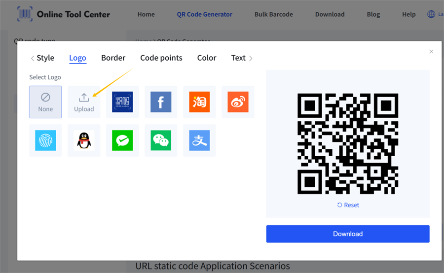 tải l&ecirc;n logo trong m&aacute;y ph&aacute;t m&atilde; qr