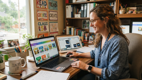 teacher using book creator tool giáo viên sử dụng công cụ tạo sách