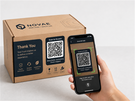scan qr code on packing box quét mã qr trên hộp đóng gói