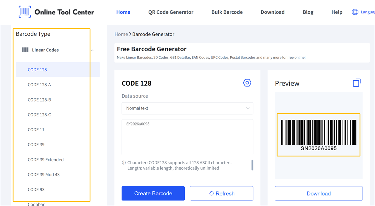 erate code128 barcode mã vạch 128